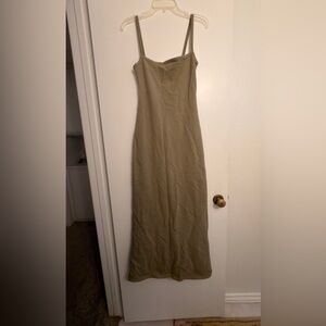 Olive Green body con maxi Dress